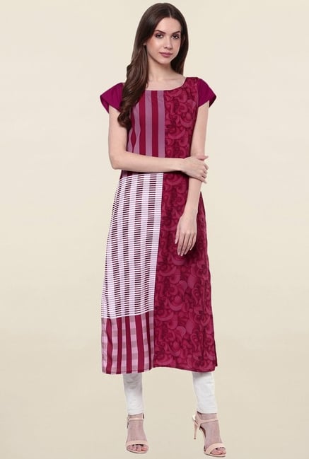 Ziyaa Pink Printed Crepe Kurta Ziyaa Pink Printed Crepe Kurta