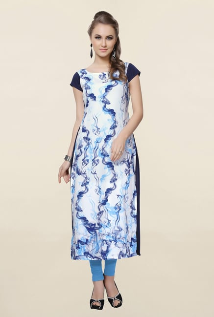 Ziyaa White Printed Crepe Kurta Ziyaa White Printed Crepe Kurta