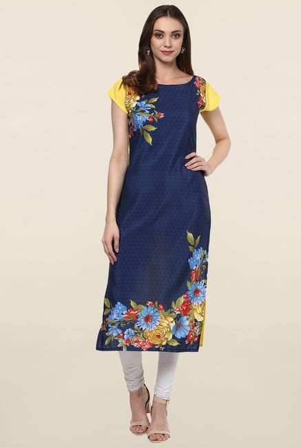Ziyaa Navy Printed Crepe Kurta Ziyaa Navy Printed Crepe Kurta