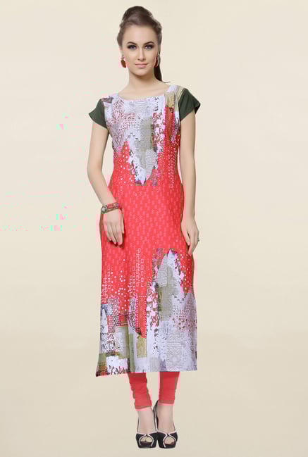 Ziyaa Coral Printed Crepe Kurta Ziyaa Coral Printed Crepe Kurta