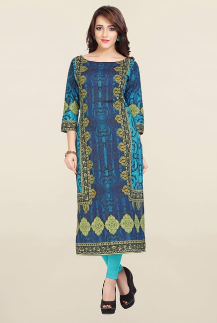 Ziyaa Blue Printed Cotton Kurta Ziyaa Blue Printed Cotton Kurta