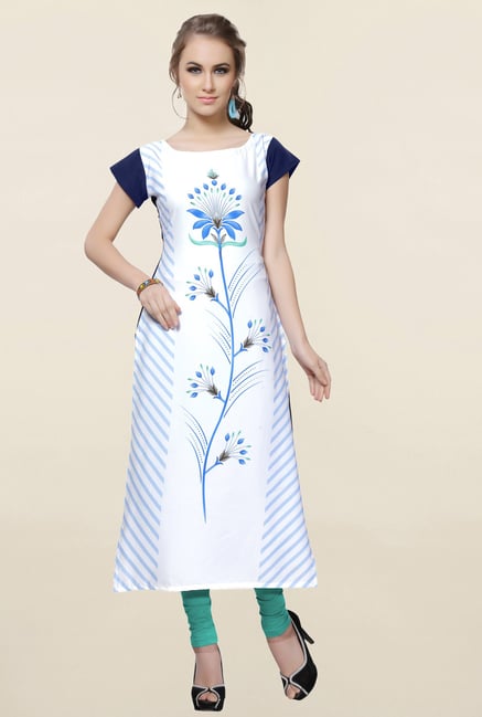 Ziyaa White Printed Crepe Kurta Ziyaa White Printed Crepe Kurta