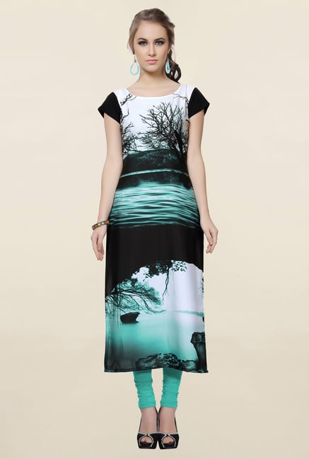 Ziyaa Multicolor Printed Crepe Kurta Ziyaa Multicolor Printed Crepe Kurta