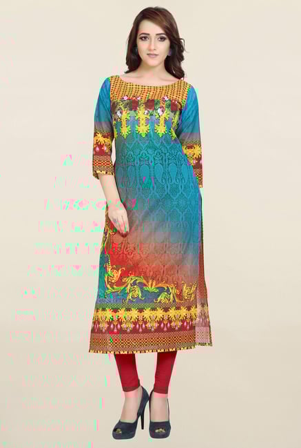 Ziyaa Blue Printed Cotton Kurta Ziyaa Blue Printed Cotton Kurta