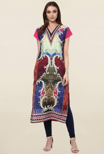 Ziyaa Multicolor Printed Crepe Kurta Ziyaa Multicolor Printed Crepe Kurta