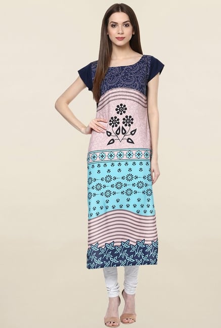 Ziyaa Multicolor Printed Crepe Kurta Ziyaa Multicolor Printed Crepe Kurta