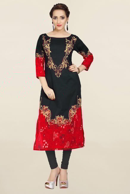 Ziyaa Black Printed Cotton Kurta Ziyaa Black Printed Cotton Kurta