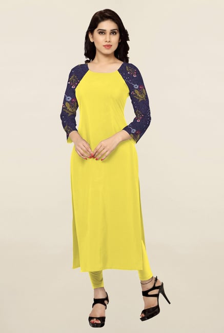 Ziyaa Yellow Solid Crepe Kurta Ziyaa Yellow Solid Crepe Kurta