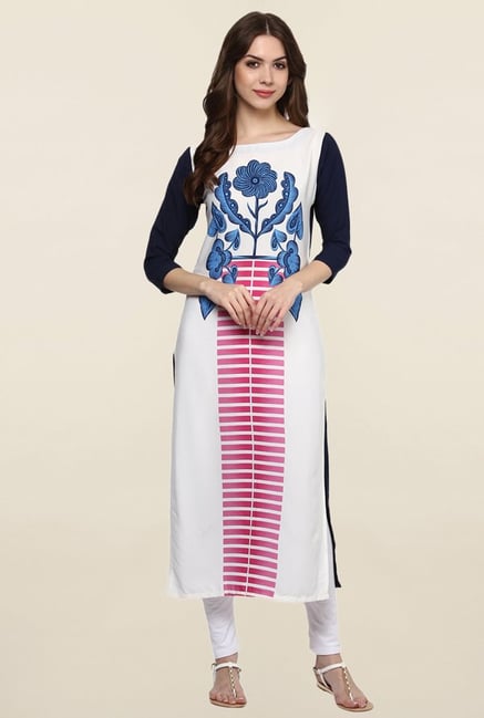 Ziyaa White Printed Crepe Kurta Ziyaa White Printed Crepe Kurta