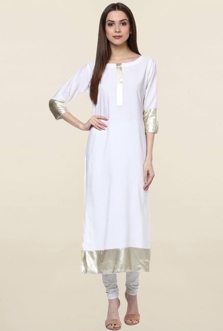 Ziyaa White Solid Crepe Kurta Ziyaa White Solid Crepe Kurta