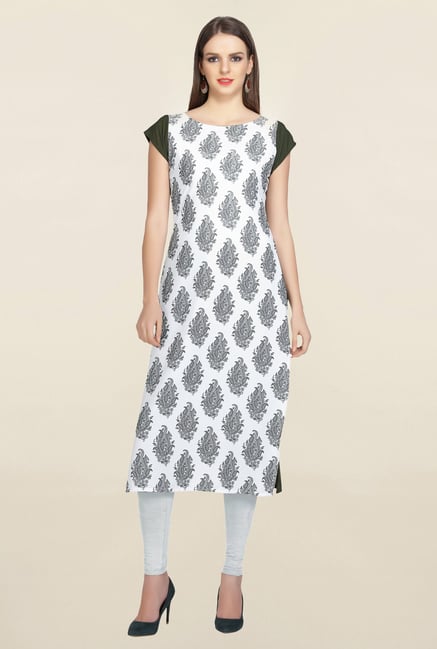 Ziyaa White Printed Crepe Kurta Ziyaa White Printed Crepe Kurta