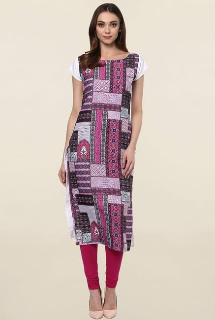 Ziyaa Multicolor Printed Crepe Kurta Ziyaa Multicolor Printed Crepe Kurta