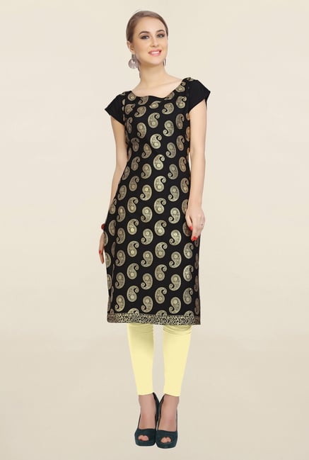 Ziyaa Black Paisley Print Crepe Kurta Ziyaa Black Paisley Print Crepe Kurta