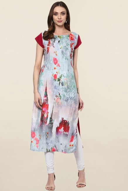 Ziyaa Multicolor Printed Crepe Kurta Ziyaa Multicolor Printed Crepe Kurta