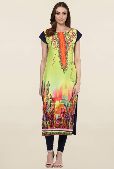Ziyaa Lime Printed Crepe Kurta Ziyaa Lime Printed Crepe Kurta