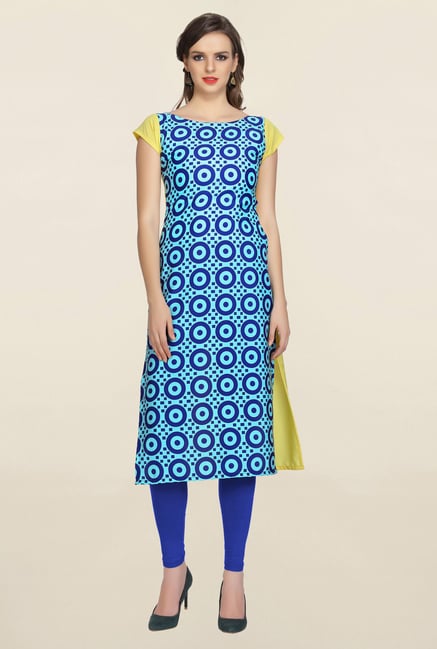 Ziyaa Blue Printed Crepe Kurta Ziyaa Blue Printed Crepe Kurta