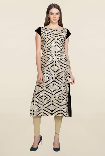Ziyaa Beige Printed Crepe Kurta Ziyaa Beige Printed Crepe Kurta