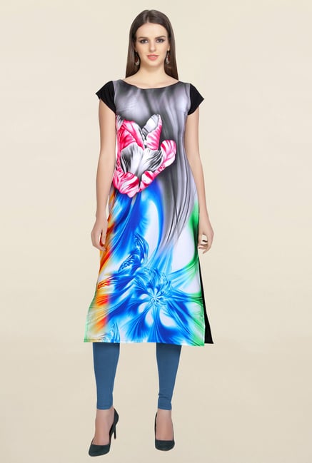 Ziyaa Multicolor Printed Crepe Kurta Ziyaa Multicolor Printed Crepe Kurta