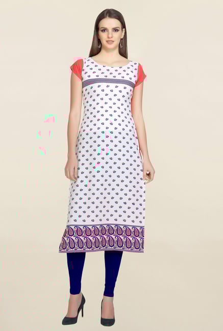 Ziyaa White Printed Crepe Kurta Ziyaa White Printed Crepe Kurta