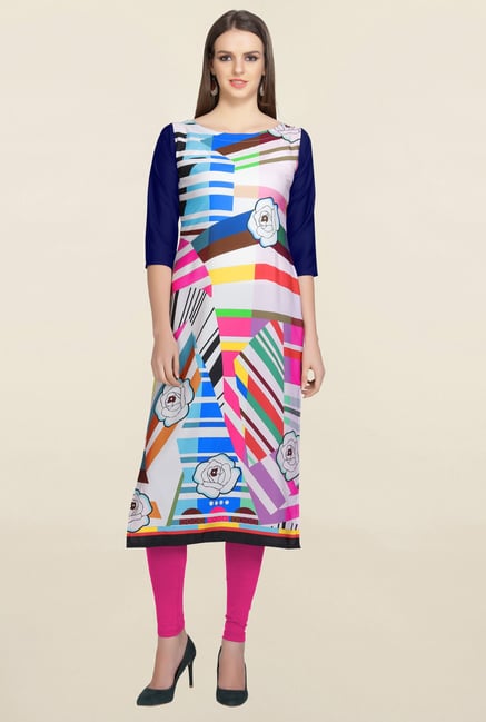 Ziyaa Multicolor Printed Crepe Kurta Ziyaa Multicolor Printed Crepe Kurta