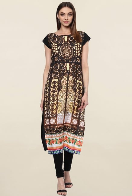 Ziyaa Multicolor Printed Crepe Kurta Ziyaa Multicolor Printed Crepe Kurta