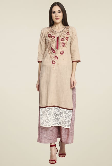Aujjessa Fawn Khadi Palazzo Set Aujjessa Fawn Khadi Palazzo Set