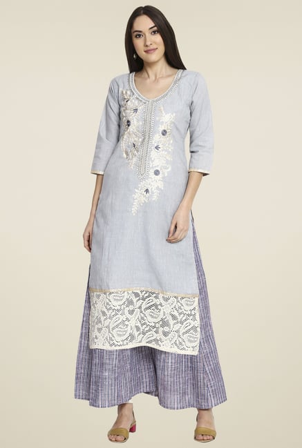 Aujjessa Grey Khadi Palazzo Set Aujjessa Grey Khadi Palazzo Set