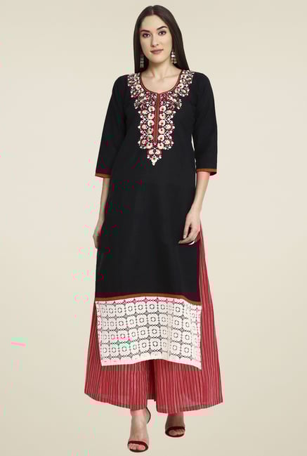 Aujjessa Black Khadi Palazzo Set Aujjessa Black Khadi Palazzo Set