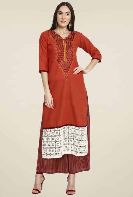Aujjessa Red Khadi Palazzo Set Aujjessa Red Khadi Palazzo Set
