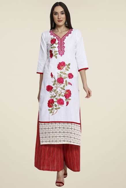 Aujjessa White Khadi Palazzo Set Aujjessa White Khadi Palazzo Set