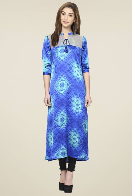 Aujjessa Sea Blue Regular Fit Kurta Aujjessa Sea Blue Regular Fit Kurta
