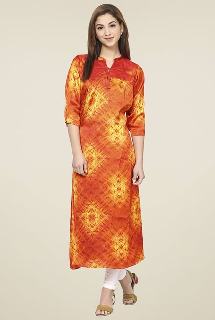 Aujjessa Orange Regular Fit Kurta Aujjessa Orange Regular Fit Kurta