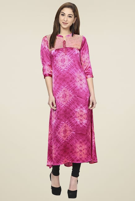 Aujjessa Fuchsia Regular Fit Kurta Aujjessa Fuchsia Regular Fit Kurta