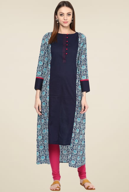 Jaipur Kurti Navy Regular Fit Kurti Jaipur Kurti Navy Regular Fit Kurti