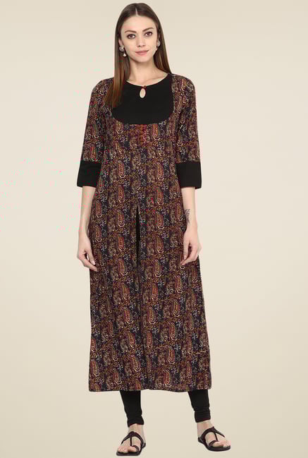 Jaipur Kurti Black Round Neck Kurti Jaipur Kurti Black Round Neck Kurti