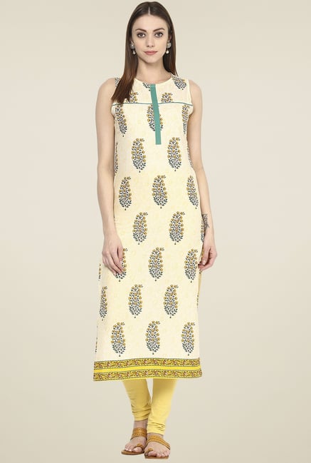 Jaipur Kurti Yellow Round Neck Kurti Jaipur Kurti Yellow Round Neck Kurti