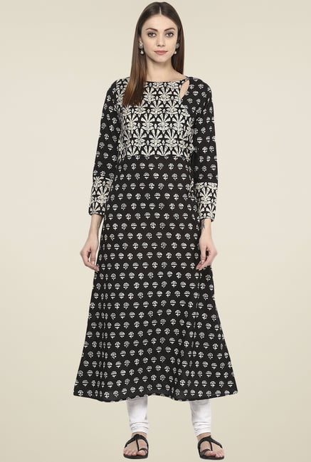 Jaipur Kurti Black 3/4th Sleeves Kurti Jaipur Kurti Black 3/4th Sleeves Kurti