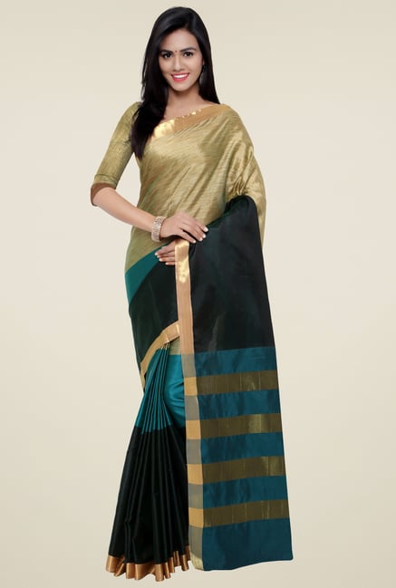 Triveni Beige & Teal Art Silk Saree Triveni Beige & Teal Art Silk Saree