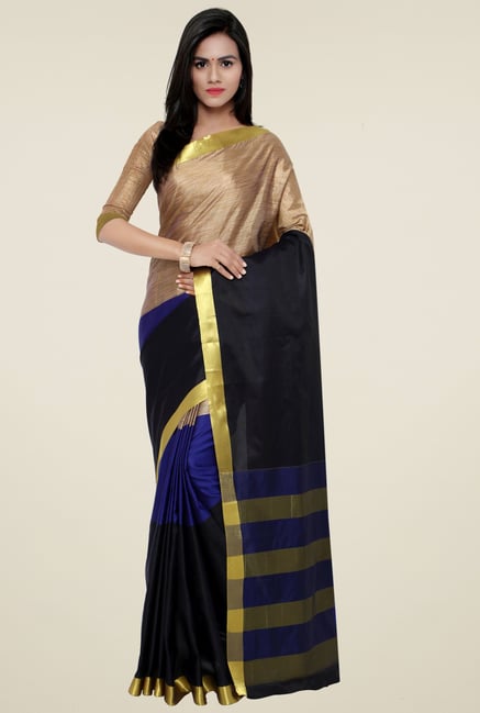 Triveni Beige & Royal Blue Art Silk Saree Triveni Beige & Royal Blue Art Silk Saree