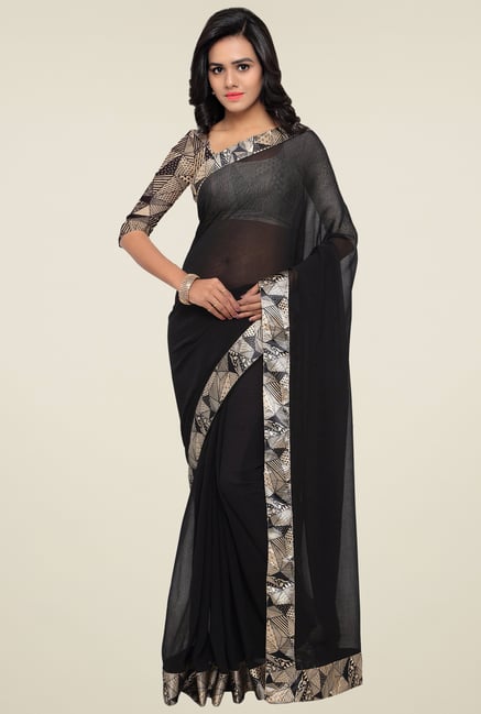 Triveni Black Printed Saree Triveni Black Printed Saree