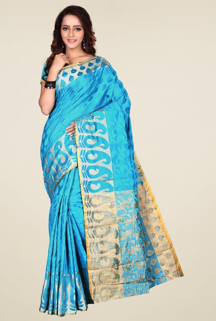 Triveni Sky Blue Printed Saree Triveni Sky Blue Printed Saree