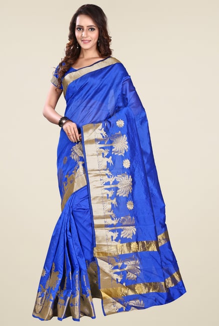 Triveni Blue Printed Saree Triveni Blue Printed Saree
