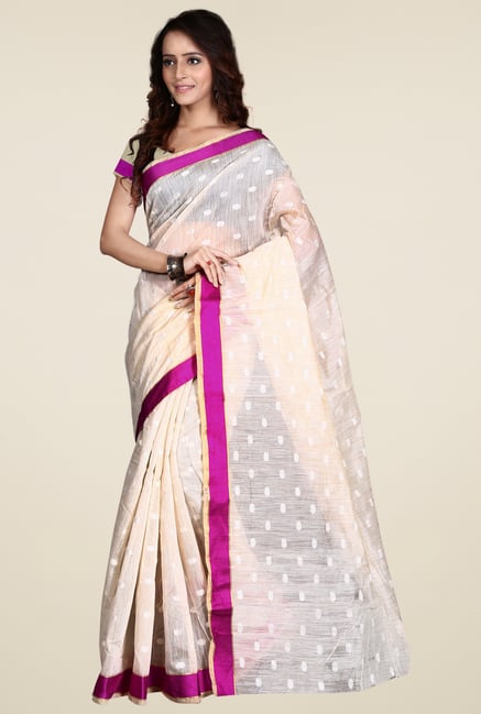 Triveni Off-White Embroidered Saree Triveni Off-White Embroidered Saree