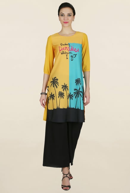Juniper Yellow Printed Kurti Juniper Yellow Printed Kurti