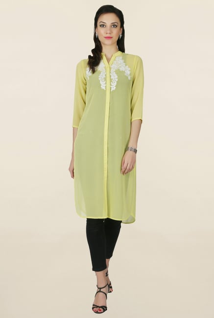 Juniper Yellow Embroidered Kurta Juniper Yellow Embroidered Kurta