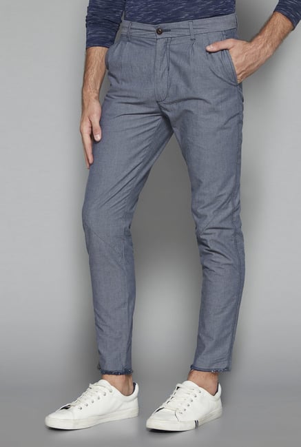ETA by Westside Blue Textured Slim Fit Chinos ETA by Westside Blue Textured Slim Fit Chinos