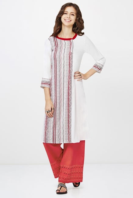 Global Desi White Printed Kurta Global Desi White Printed Kurta