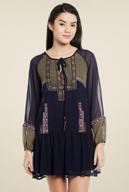 Love Gen Navy Embroidered Dress Love Gen Navy Embroidered Dress