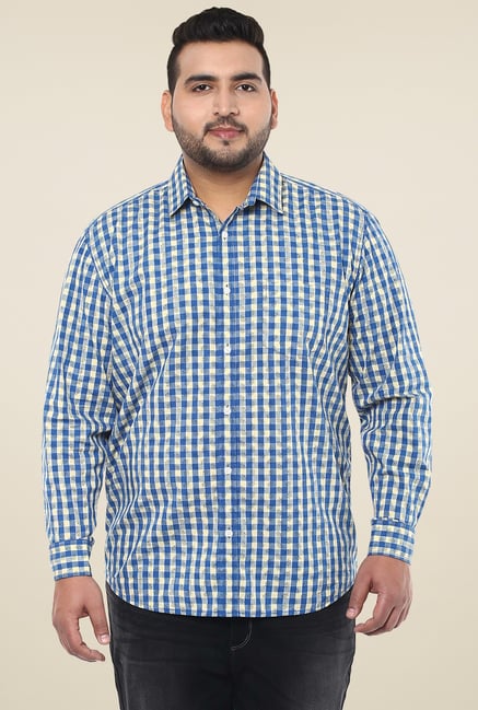 John Pride Blue & Cream Cotton Shirt John Pride Blue & Cream Cotton Shirt