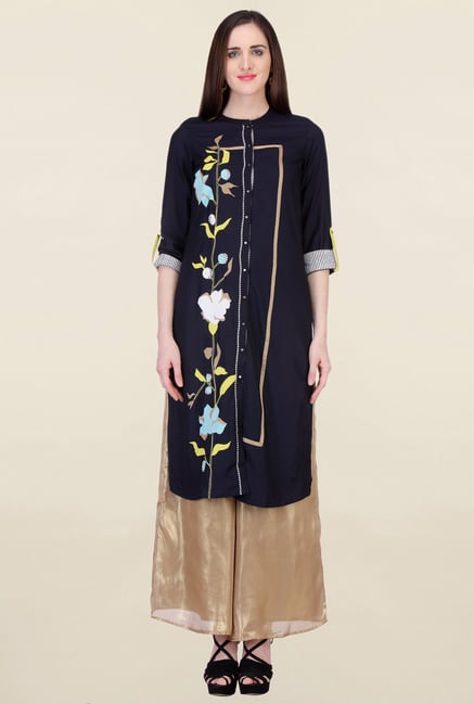 W Navy Printed Kurta W Navy Printed Kurta
